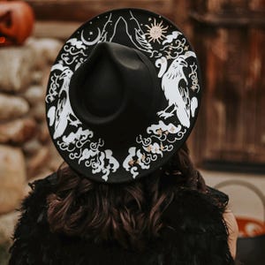 Vegan Felt Wide Brim Hat - Goth Witch Horror Fedora Hat