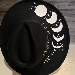 Wide Brim Witch Hat: Moon & Stars Goth Hat