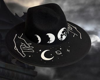 Wide Brim Witch Hat: Moon Phase Hat