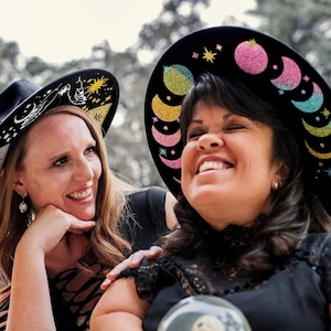Wide Brim Hat, Wide brim moon Fedora, Witch Moon hat