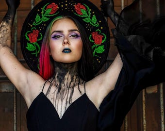 Wide Brim Rose Fedora: Glitter Cowgirl Witch Hat