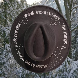 Wide Brim Witch Hat: Moon Theme Goth Hat