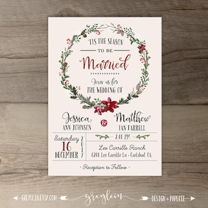 Winter Wedding RSVPs Wreath 'Tis the Season to be Married printable image 3