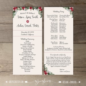 Winter Wedding Programs Order of Service Floral Woodland Ceremony Wedding Party printable image 1