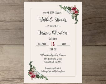 Winter Bridal Shower Invitations • Floral Wedding • Couples Shower • printable