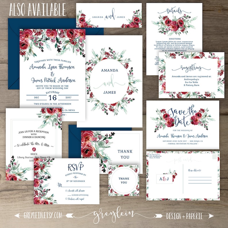 Winter Wedding Invitations Wreath 'Tis the Season to be Married printable image 9