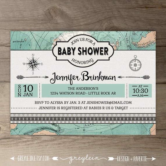 travel themed baby shower invitations