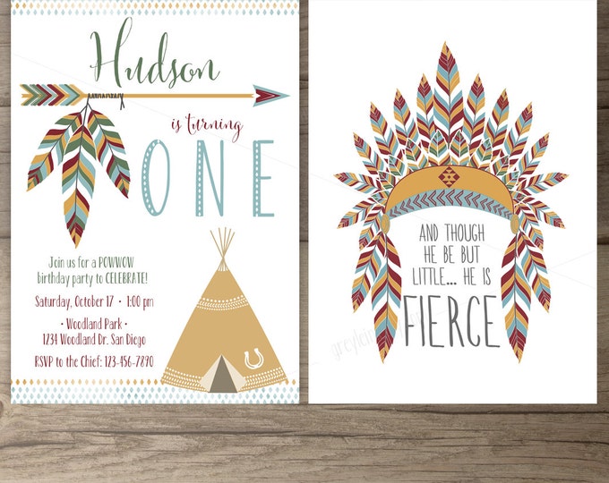 Tribal Southwest Birthday Party Invitations Invites Arrows Etsy