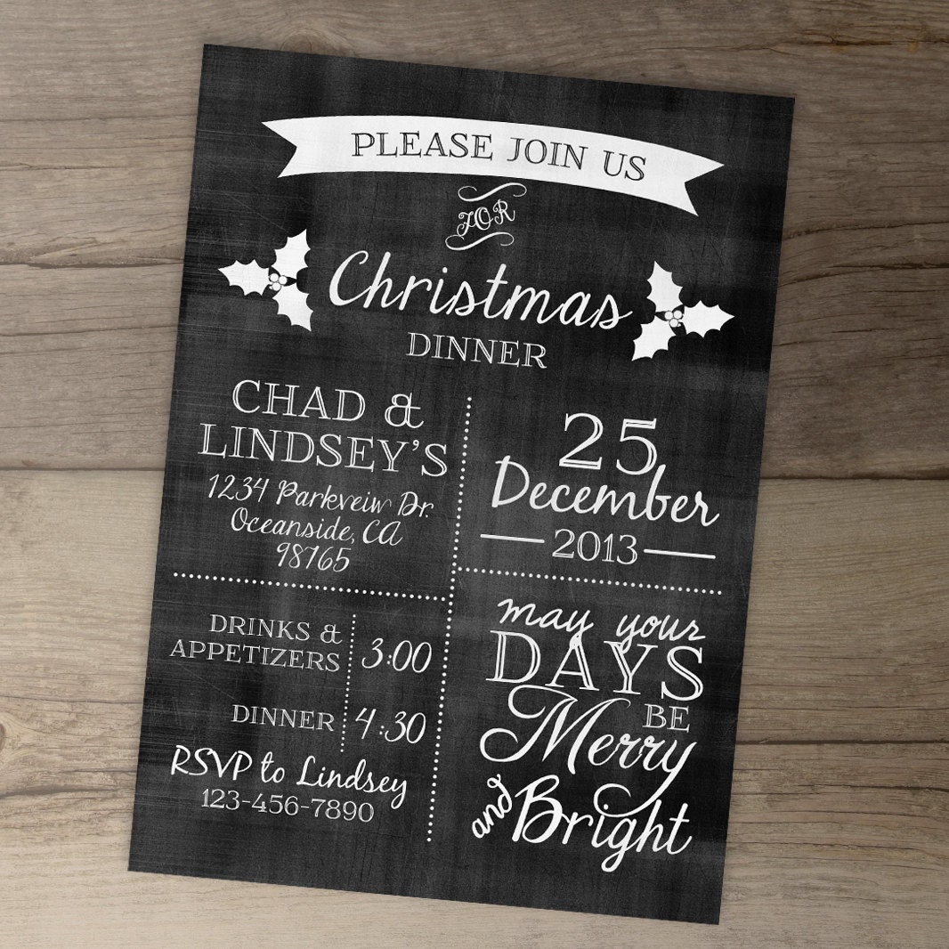 Christmas Invitations Chalkboard / Christmas Dinner Party ...