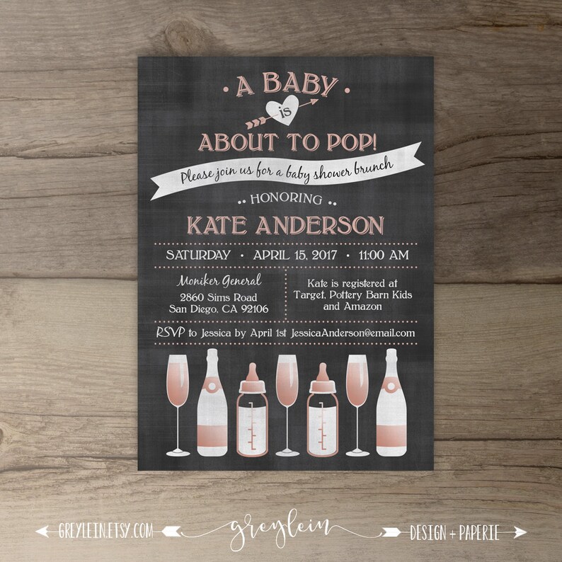 A Baby Is About To Pop Champagne Brunch Baby Shower Etsy A Baby Is About To Pop Champagne Brunch Baby Shower Etsy