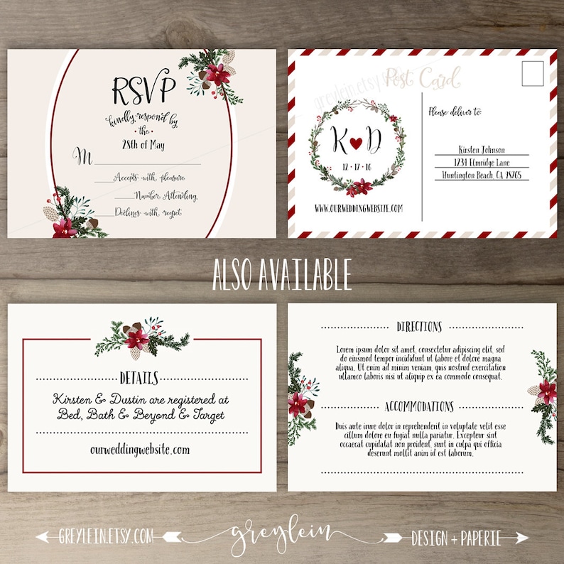 Winter Wedding Invitations Wreath 'Tis the Season to be Married printable image 2