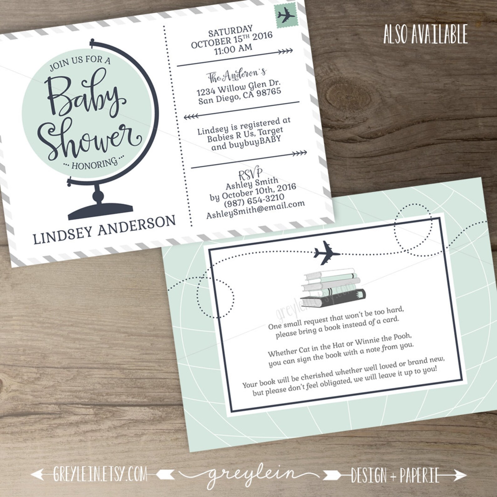 Travel Theme Baby Shower Invitations Vintage Map Etsy