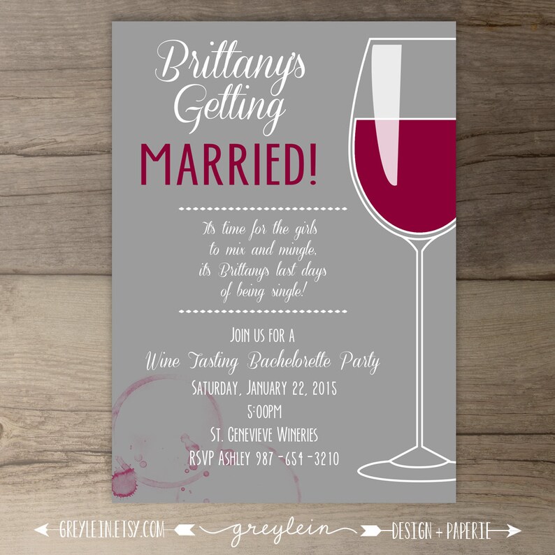 Wine Party Invitation \u2022 Bachelorette Party Invites \u2022\u00a0Bridal Shower \u2022 Wine Tasting Tours \u2022 Girls Night \u2022 DIY printable