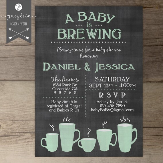 Baby is Brewing Coffee Cups Baby Shower Brunch Invitation / Etsy