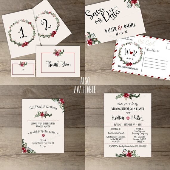 Winter Wedding Programs Order Of Service Floral Woodland Etsy