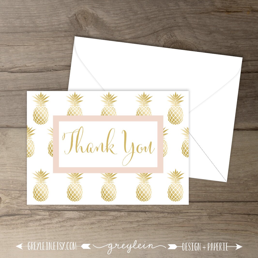 Gold Pineapple Thank You Suite Invitation Thank you card | Etsy