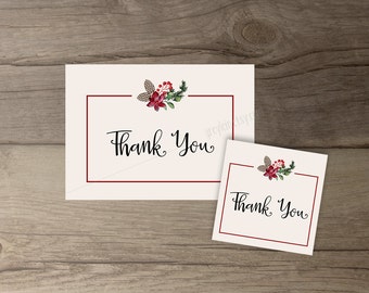 Winter Woodsy Floral Printable Thank You Cards and Tags • printable