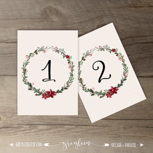 Winter Wedding Table Numbers  • Wreath • 'Tis the Season to be Married • Custom Wedding • DIY printable