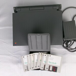 Vintage Apple Macintosh PowerBook 165 M4440 Laptop, 1990s Retro Computer with Original Accessories