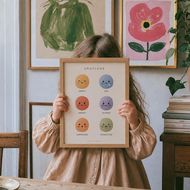 Emotion Chart Craft Emotions Poster for Kids, Feelings Chart, Nursery Wall Art (digital ...