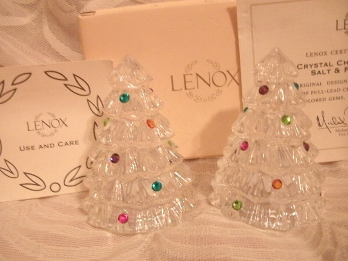 LENOX CHRISTMAS TREE Salt and Pepper set Crystal trees and Gem Etsy