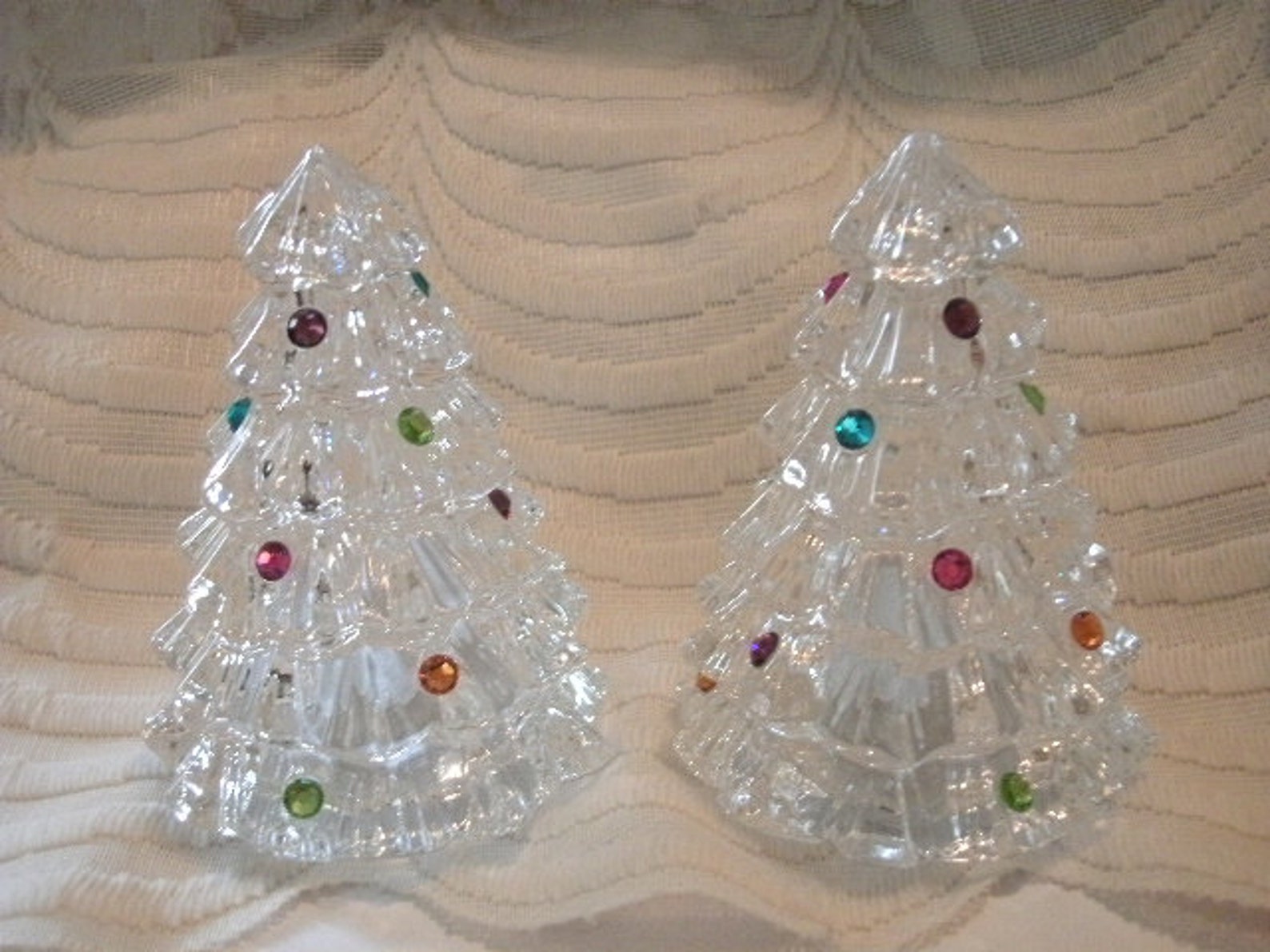 LENOX CHRISTMAS TREE Salt and Pepper set Crystal trees and Gem Etsy