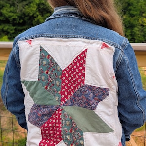 Judy Blue Upcycled Vintage Quilt Denim Jacket – Handcrafted Lone Star Patchwork Jean Jacket