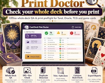 Card Deck Print Doctor | Offline QA Tool for Tarot, TCG, Game Cards (Digital Download)