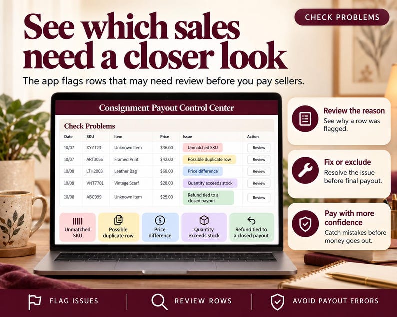 Consignment Payout Tracker | CSV Reconciliation, Error Checks & Consignor Statements image 7