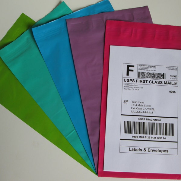 25 ASSORTED 6"x9" Poly Mailer Envelopes - 5 of each color
