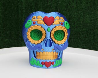 Sugar Skull Soap Holder – Day of the Dead, Bathroom Decor, works with Bath and Body Works Foaming bottle