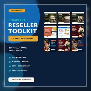 Complete Reseller Spreadsheet Toolkit | 9 Excel Workbooks for Inventory, Auctions, Booths, Consignment and Profit