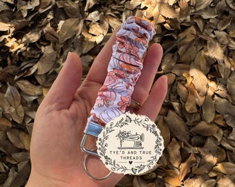 Pink Pumpkin and White Pumpkin with Orange Floral Perfect Fall Bullet Scrunchie Wristlet Handmade Viral Product
