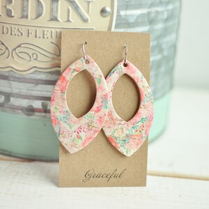 Bright Floral Cork Leather Earrings - Various Shapes and Sizes - Lightweight Earrings