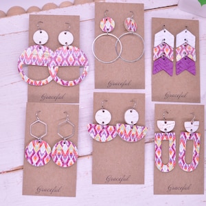 Summer Leather Earrings - Genuine Cork Leather - Colorful Earrings