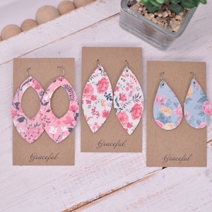 Floral Leather Earrings - Vintage Earrings - Floral Earrings - Various Shapes and Sizes