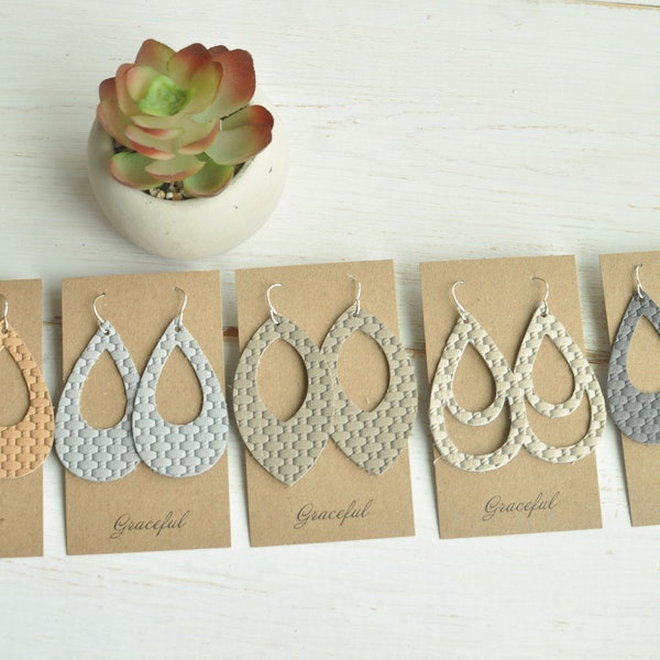 Woven Leather Earrings - Various Shapes and Sizes - Various Colors