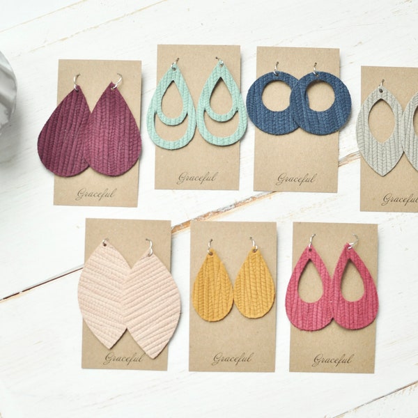 Palm Leather Earrings - Various Shapes, Sizes and Colors