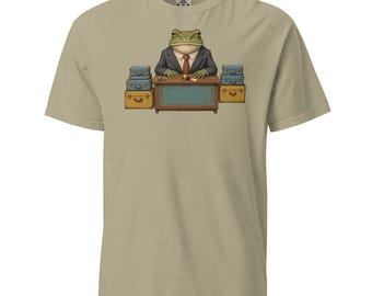 Funny Frog Concierge T-Shirt, Hotel Front Desk Tee, Storybook Illustration (Comfort Colors)