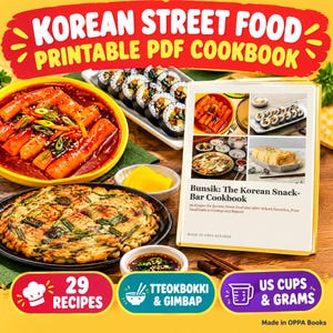 Libro de cocina coreana de comida callejera en PDF, 29 recetas de tteokbokki y gimbap