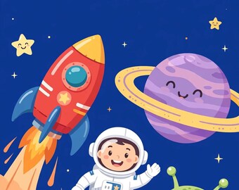 Space Coloring Book for Kids, 25 Printable Outer Space Pages (PDF)