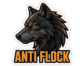 Anti Flock Lone Wolf Sticker, Geometric Wolf Vinyl Decal, Biker Helmet Sticker