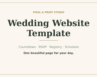 Wedding Website Template | Digital Invitation Site with Countdown, RSVP & Registry | Editable, No Coding