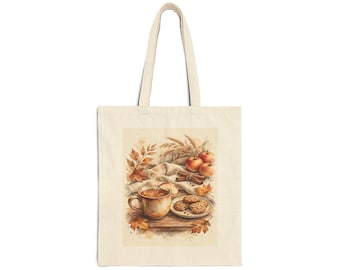 Fall Harvest Canvas Tote Bag, Apple Cider Mug Autumn Gift