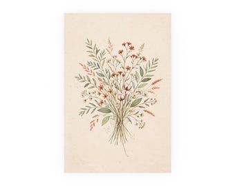 Wildflowers Botanical Poster 12x18, Floral Wall Art Print