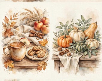 Autumn Kitchen Wall Art Set, Harvest Prints, Farmhouse Decor (Digital Download)