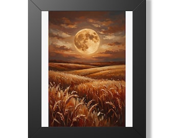 Harvest Moon Framed Art Print, Golden Hour Autumn Wall Decor