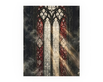 Gothic Halloween Art Print 8x10, Dark Academia Cathedral Wall Decor