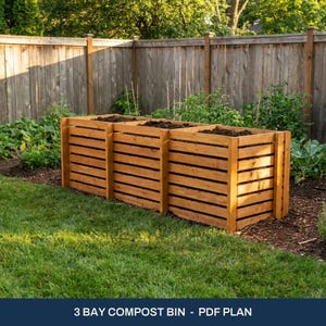 3 bay Compost Bin Plans - DIY Woodworking PDF, Cut List, 3D Drawings