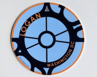 Logan Circle DC Sticker. Washington DC. Vinyl Sticker DC Map. District of Columbia. Bold Colors Sticker. Washington Souvenir. Traffic Circle